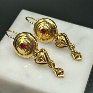 Berebi earrings gold tone Red stone #E411